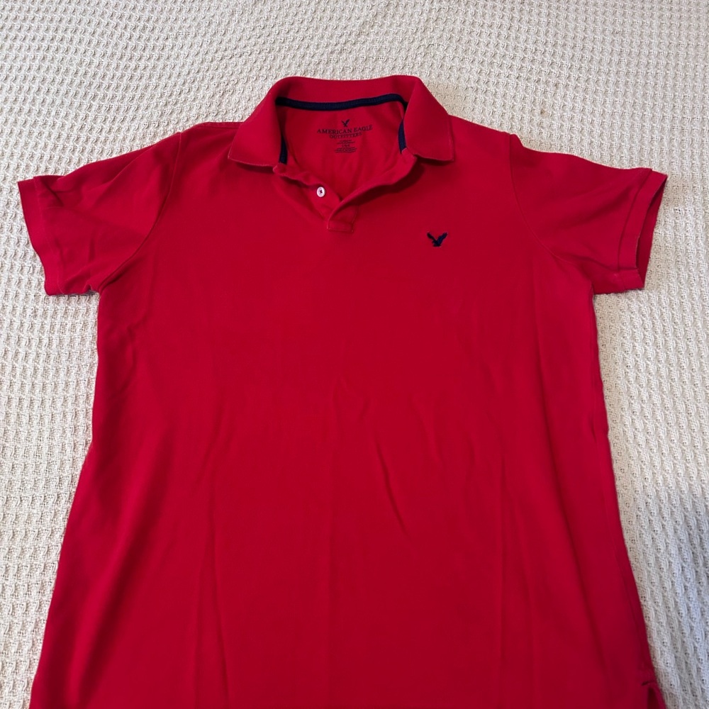 American Eagle Outfitters Red Polo with Navy Accent